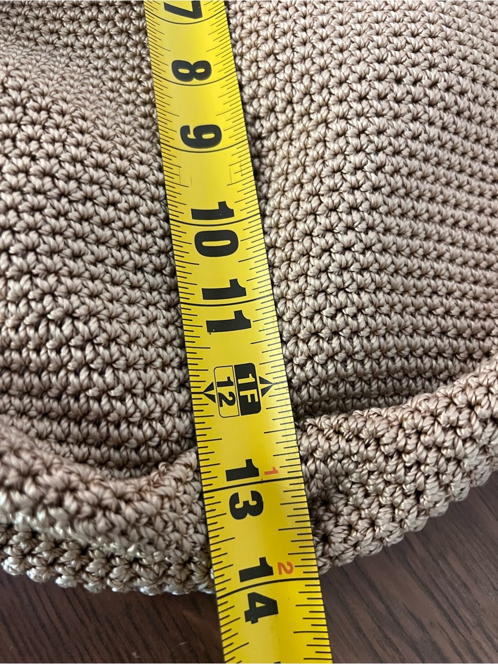 The Sak Beige Crochet Tote Bag Brown Leather Straps Boho Beach Purse Sack Bag - Picture 7 of 9